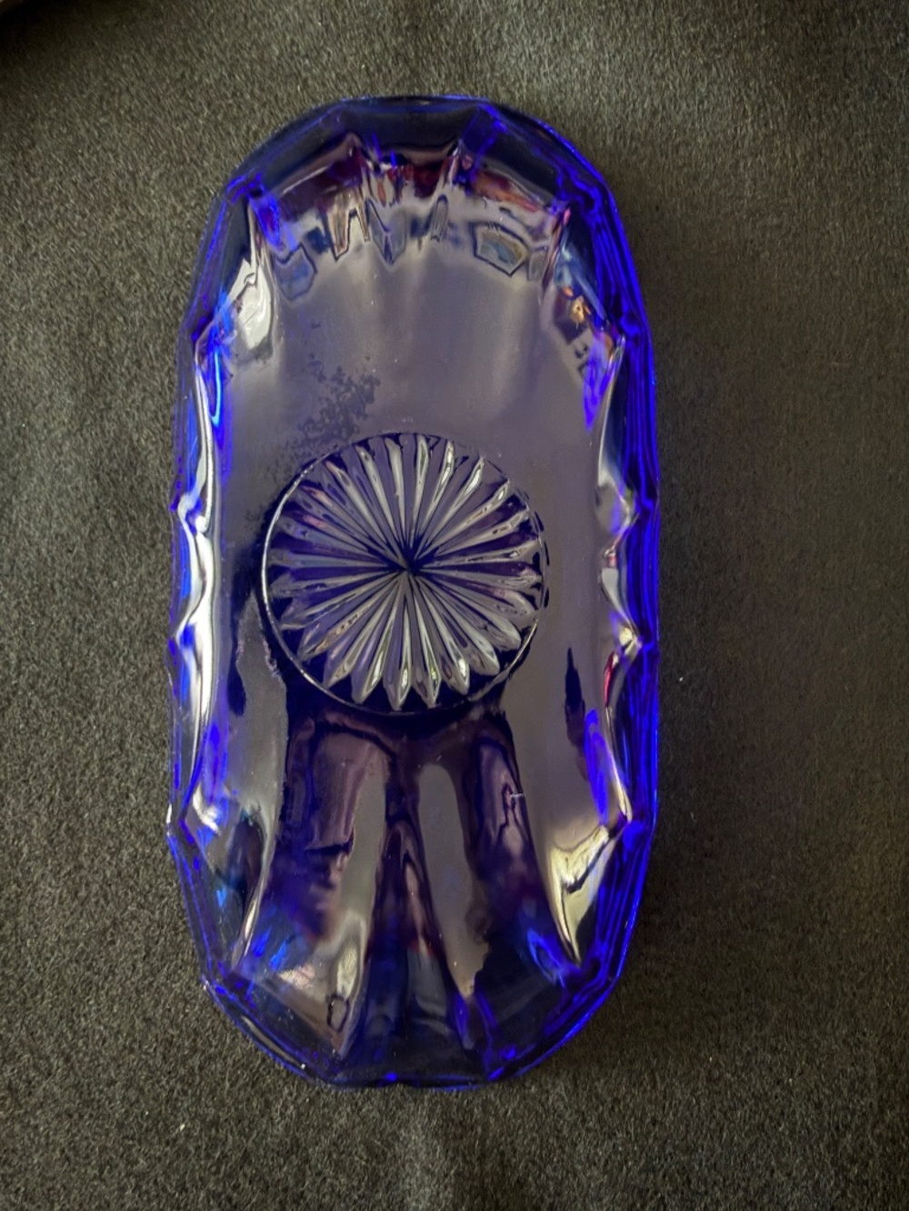 Cobalt Blue Vintage Anchor Hocking Starburst Banana Split Dish Set - Picture 2 of 5